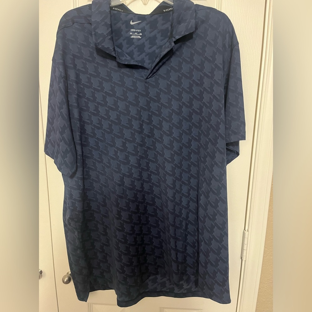 Men's Nike Dri Fit Blue Patterned Golf Shirt